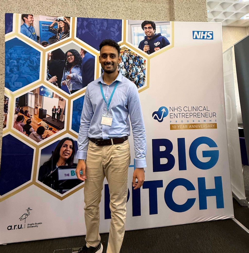 Dr Aakarsh Srivastava at the NHS Clinical Entrepreneur Programme Big Pitch event